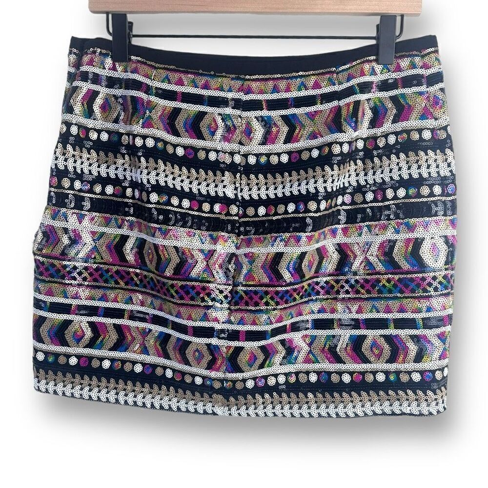 GUESS Los Angeles Women Multi Color Sequin Geometric Mini‎ Skirt W51D58K3NC1 M